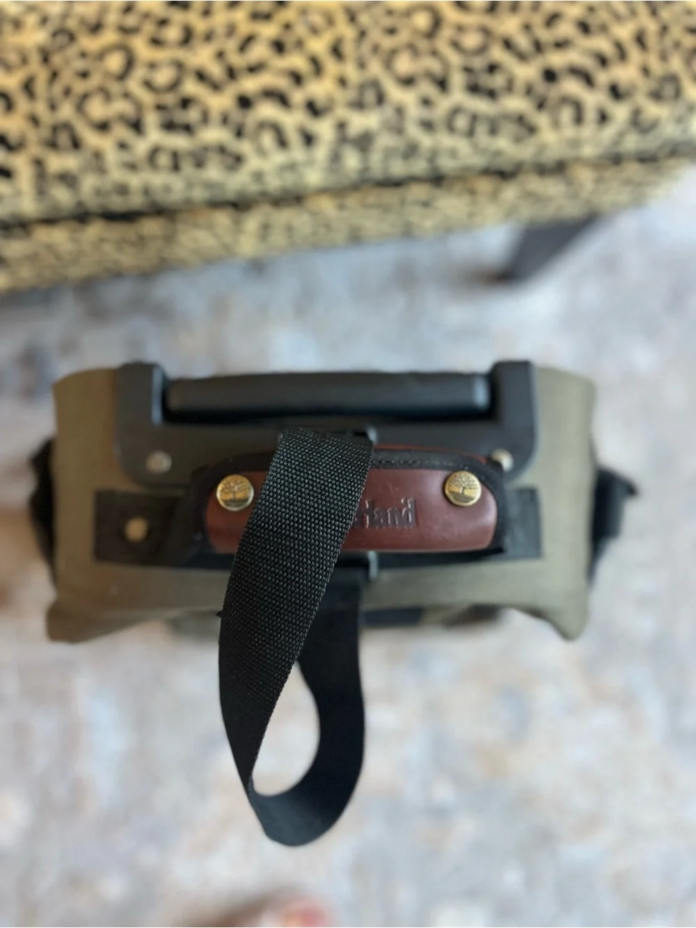Timberland: Vintage leather trimmed canvas travel luggage/backpack